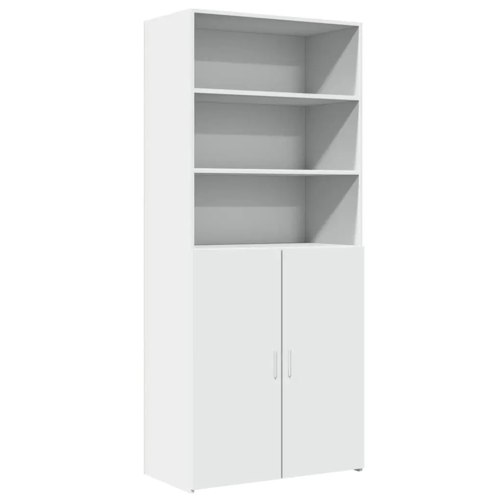 Highboard Engineered Wood 80x42.5x185cm White Storage Cabinet Shelving Unit