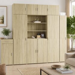 Elegant Brown Engineered Wood Highboard Storage Cabinet