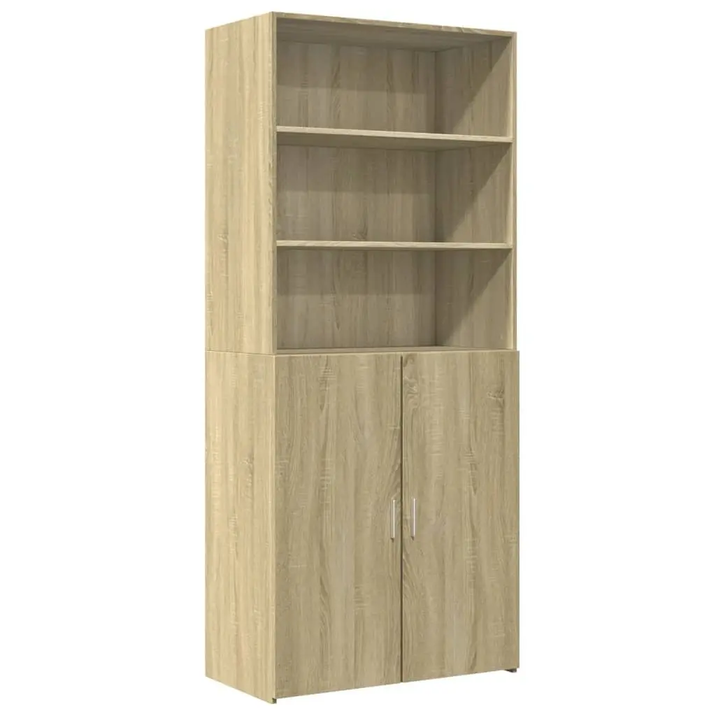 Brown Engineered Wood Highboard Storage Cabinet
