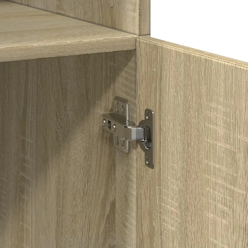 Brown Engineered Wood Highboard Storage Cabinet