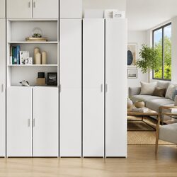 Elegant Highboard White Storage Cabinet 30x42.5x185cm