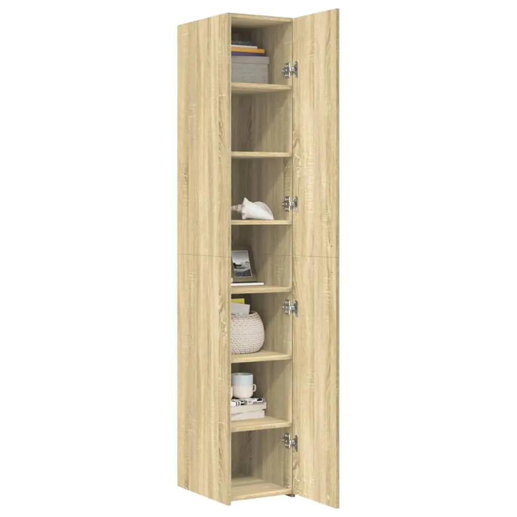 Highboard Storage Cabinet in Brown Engineered Wood