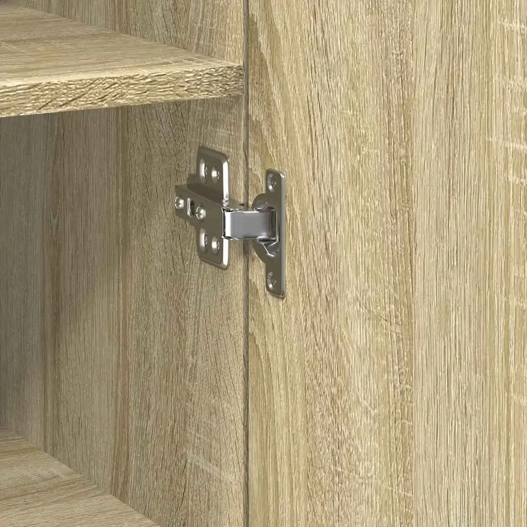 Highboard Storage Cabinet in Brown Engineered Wood
