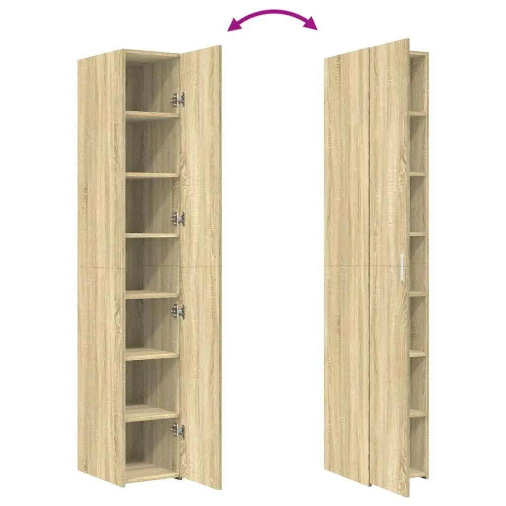Highboard Storage Cabinet in Brown Engineered Wood