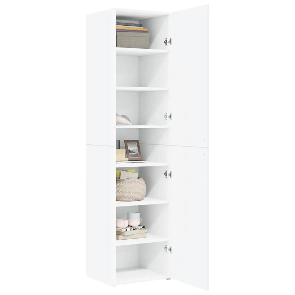 White Highboard Storage Cabinet 45x42.5x185cm Engineered Wood Sideboard Bedroom