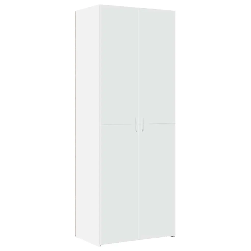 White Engineered Wood Highboard Storage Cabinet