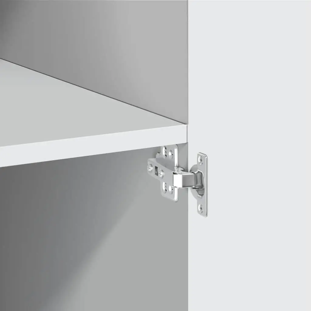 White Engineered Wood Highboard Storage Cabinet