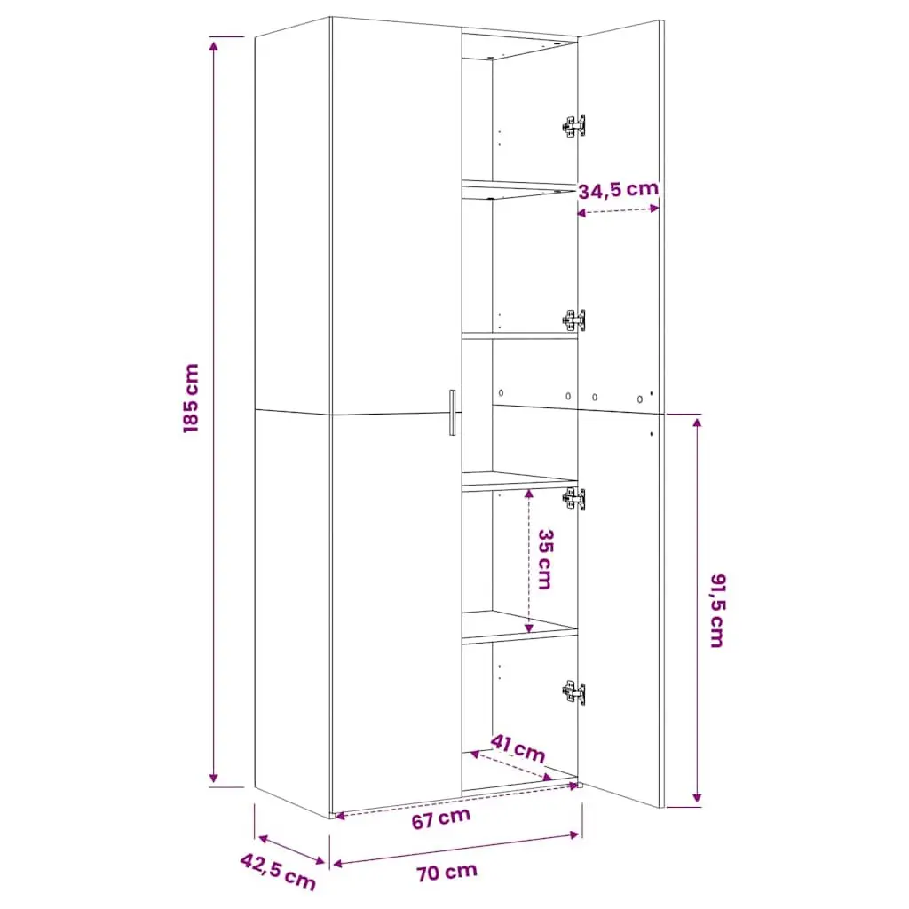 White Engineered Wood Highboard Storage Cabinet