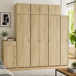 Durable Brown Engineered Wood Highboard Storage Cabinet