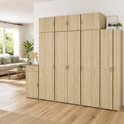 Brown Engineered Wood Highboard Storage Cabinet