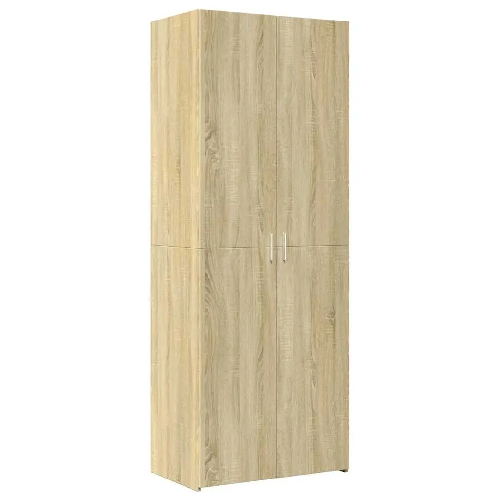Brown Engineered Wood Highboard Storage Cabinet