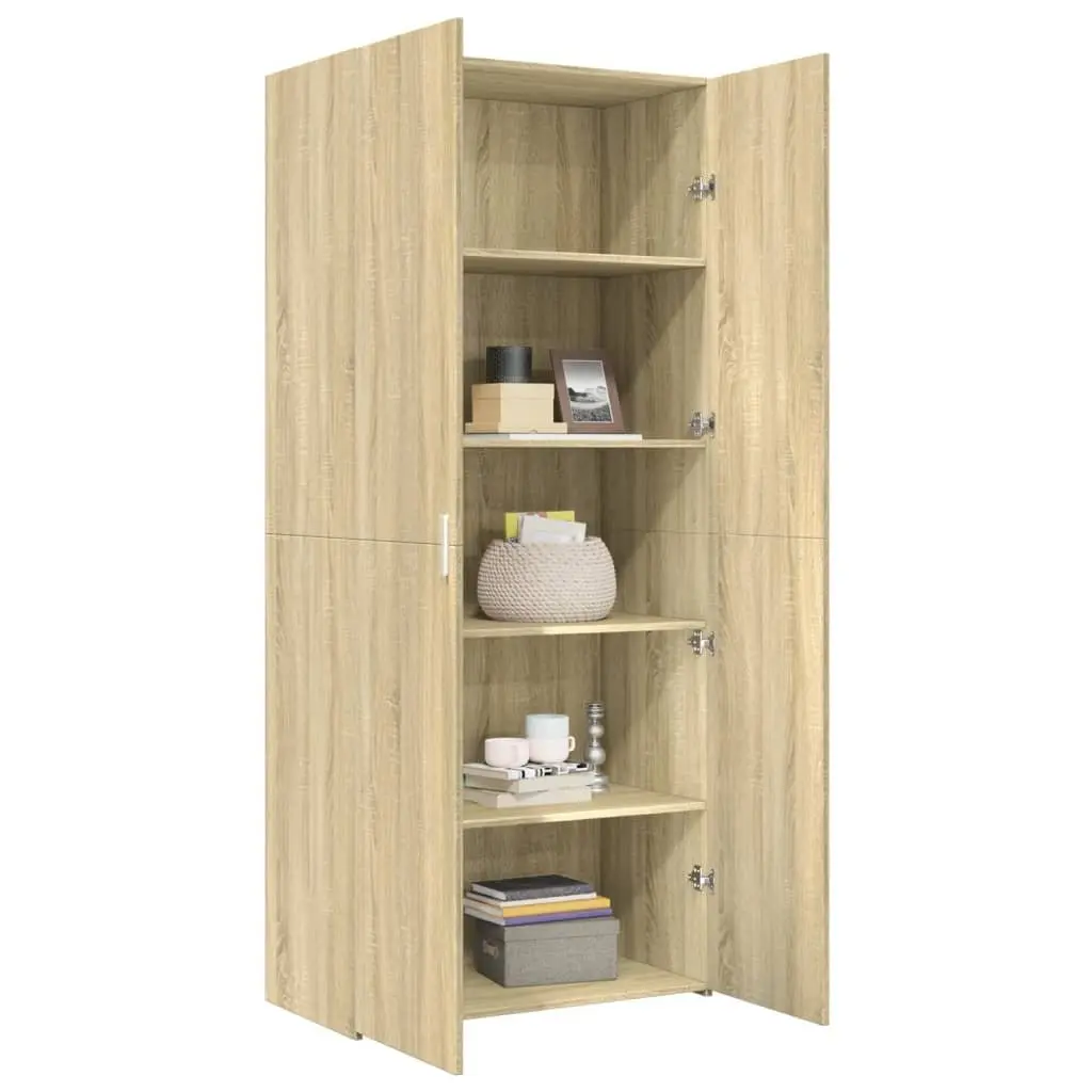 Highboard Storage Cabinet in Brown Engineered Wood