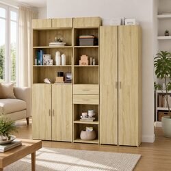Premium Highboard Storage Cabinet 45x42.5x185cm in Brown