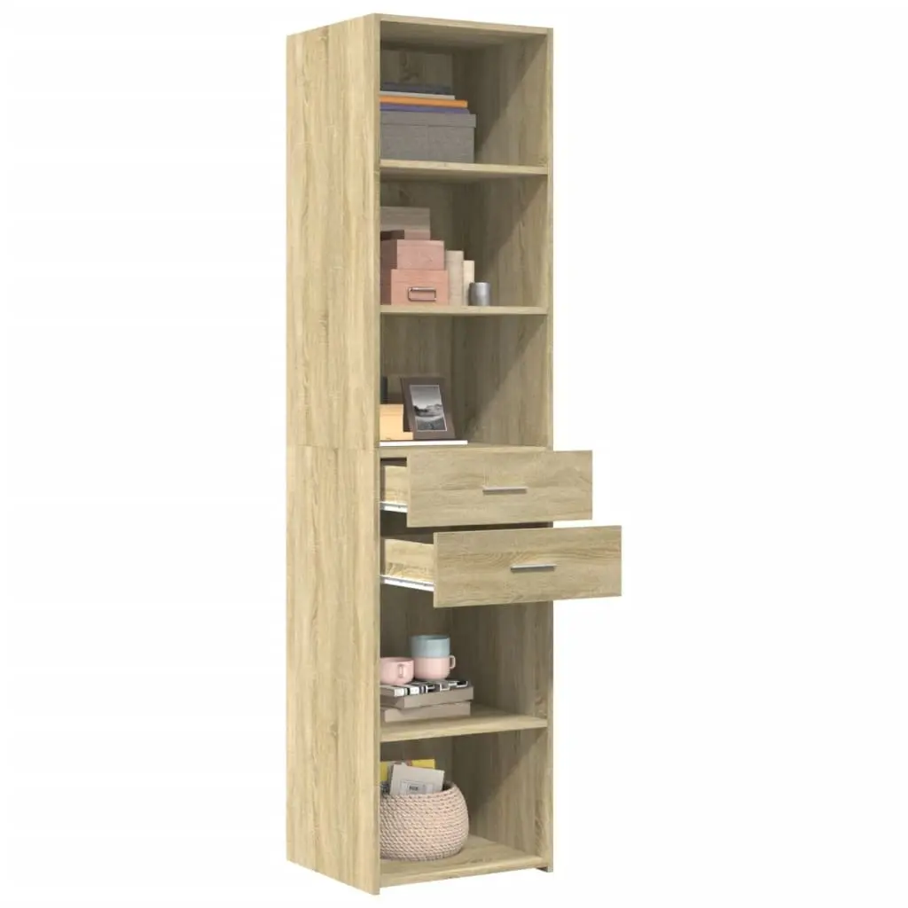 Highboard Storage Cabinet 45x42.5x185cm Brown Engineered Wood Sonoma Oak