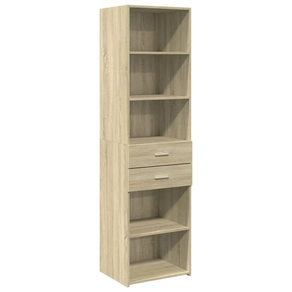 Brown Engineered Wood Highboard Storage Cabinet