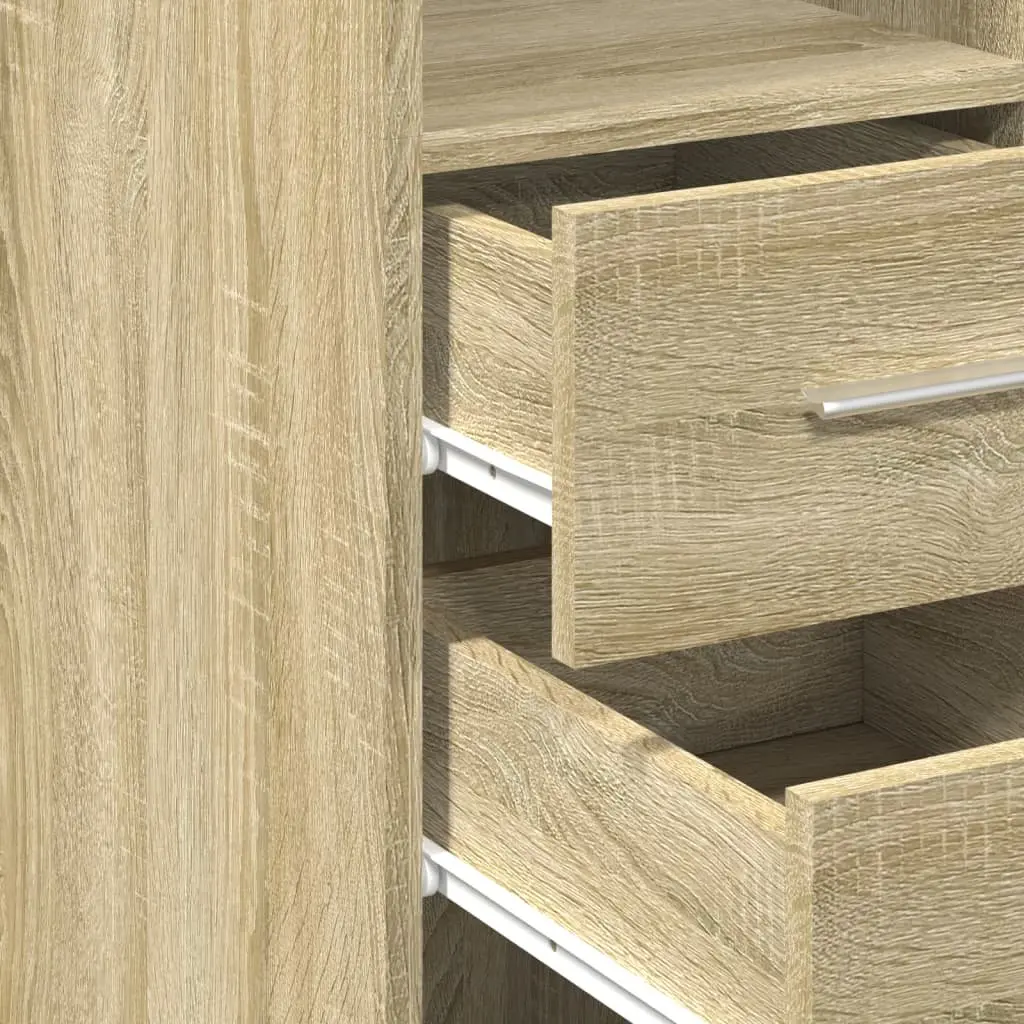 Brown Engineered Wood Highboard Storage Cabinet