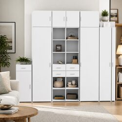 Engineered Wood Highboard Cabinet in White 70x42.5x185 cm