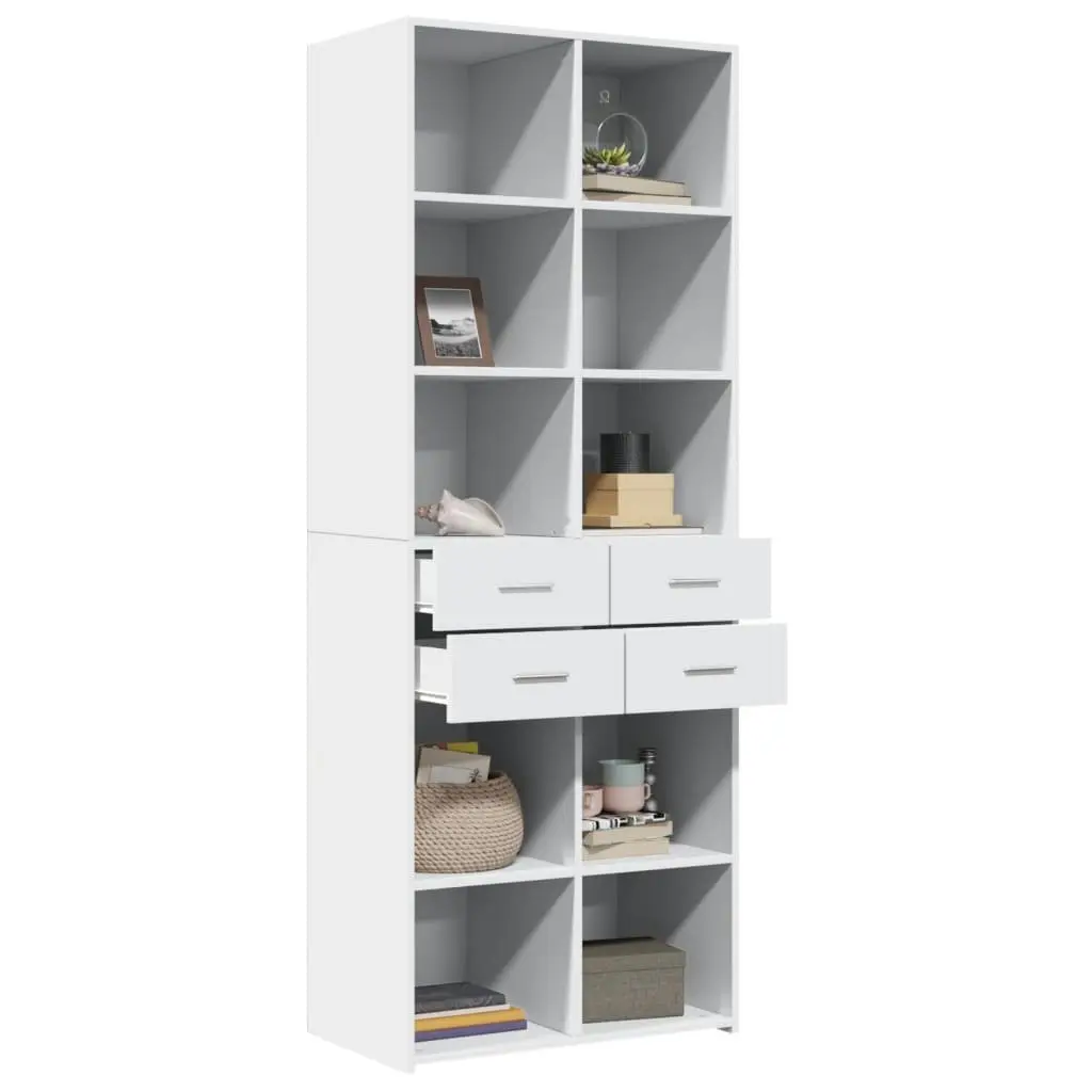 Highboard Engineered Wood 70x42.5x185 cm White Storage Cabinet