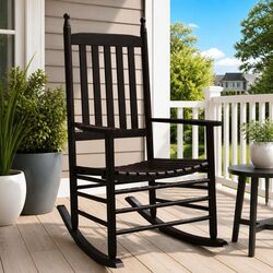 Set of 2 Brown Solid Wood Poplar Rocking Chairs