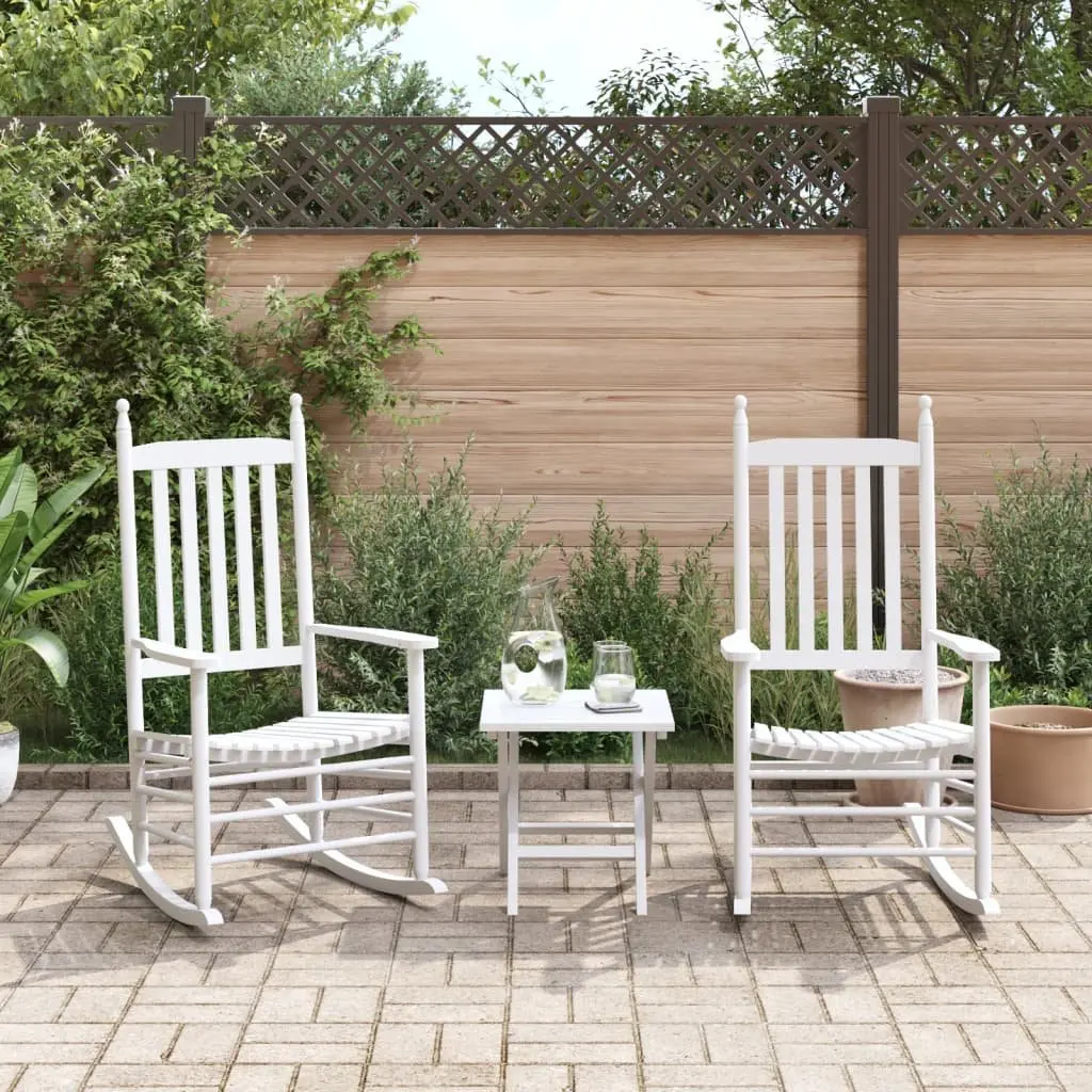 White Solid Wood Rocking Chairs Set of 2