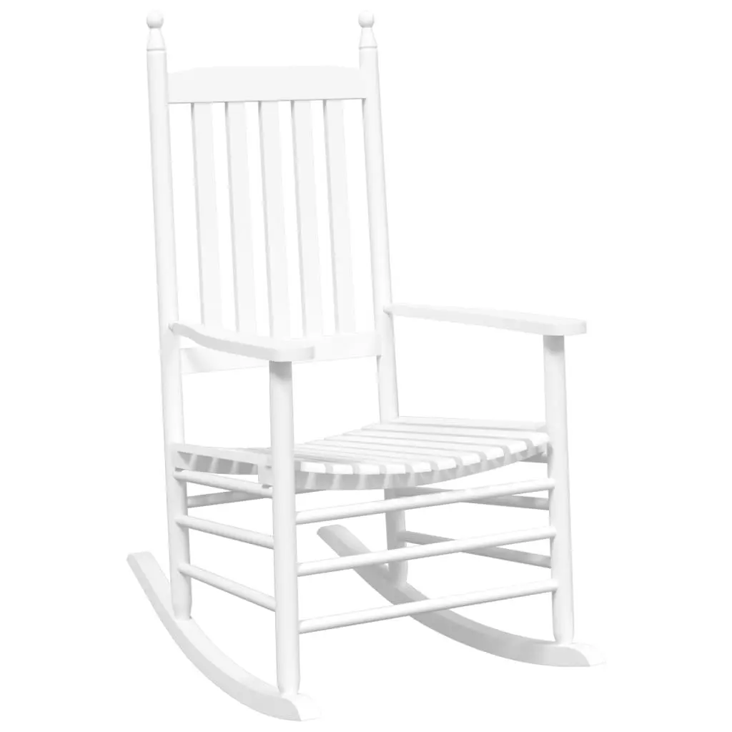 White Wooden Rocking Chairs with Foldable Side Table Set