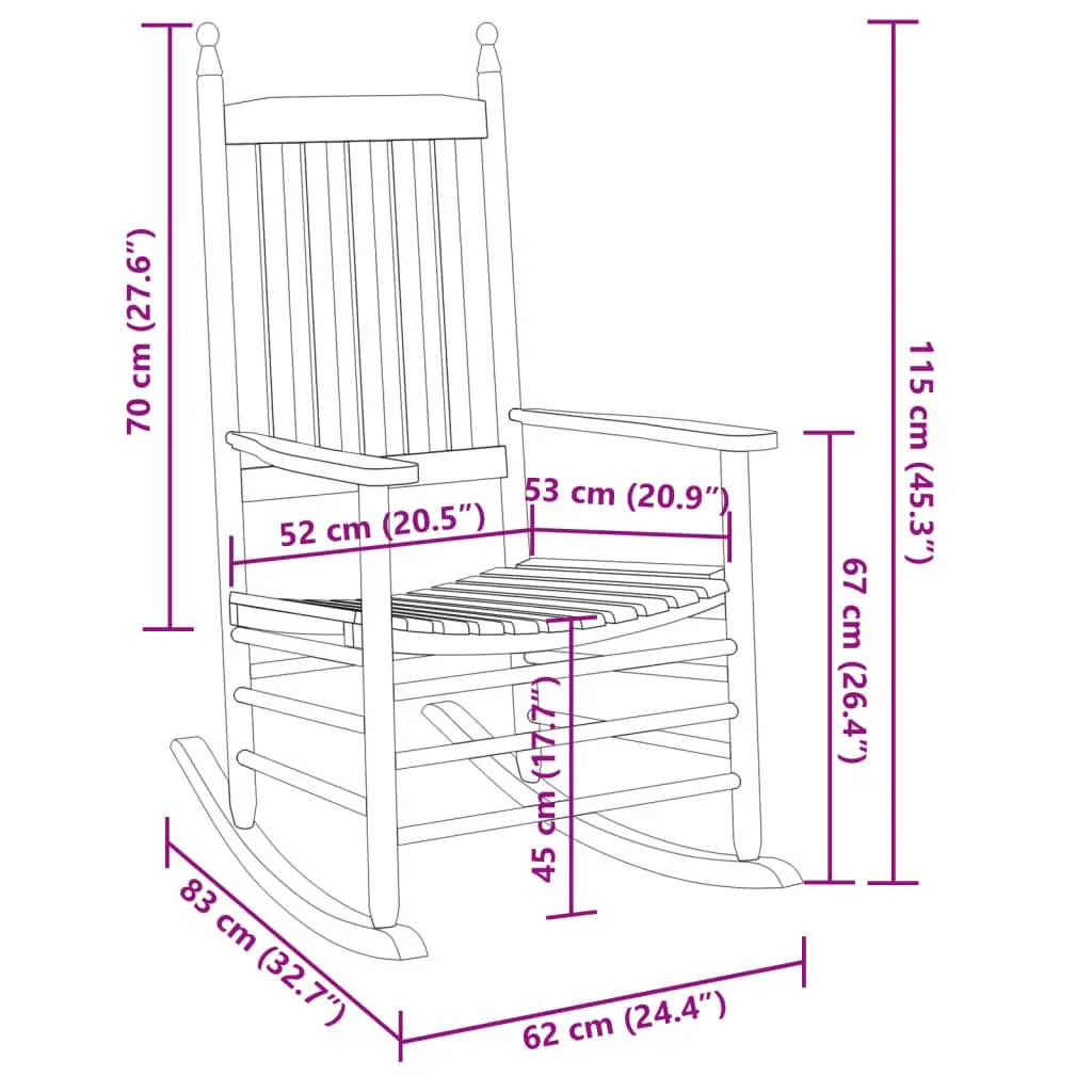 White Wooden Rocking Chairs with Foldable Side Table Set