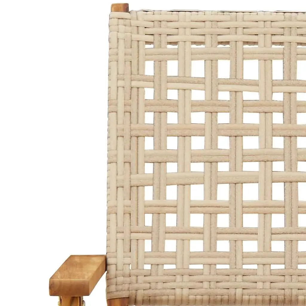 7 Piece Outdoor Dining Set Acacia Wood PE Poly Rattan Beige