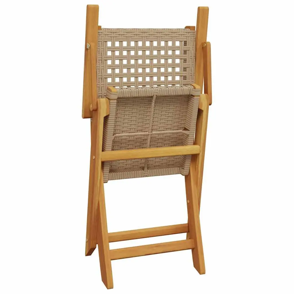 7 Piece Outdoor Dining Set Acacia Wood PE Poly Rattan Beige