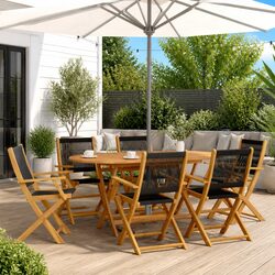 High-Quality 7 Piece Outdoor Dining Set with Foldable Chairs