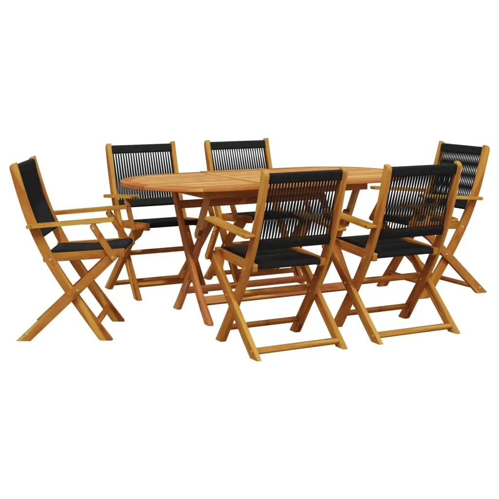 7 Piece Outdoor Dining Set with Foldable Chairs