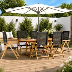 Premium 7-Piece Outdoor Dining Set with Black Rattan