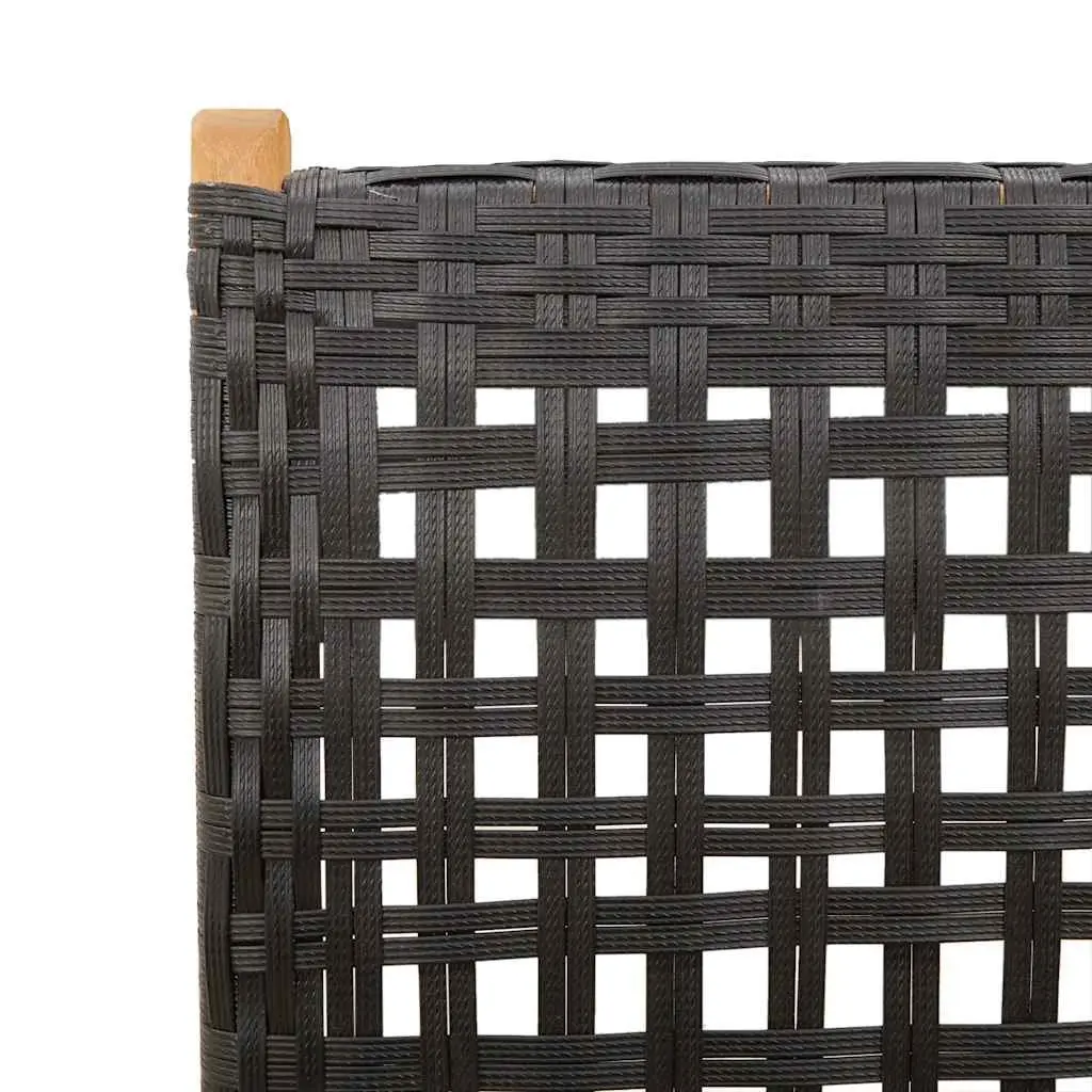 7 Piece Outdoor Dining Set Solid Acacia Wood PE Poly Rattan Black