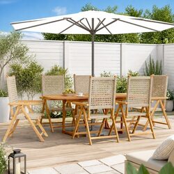 Sturdy 7 Piece Outdoor Dining Set with Solid Wood Frame