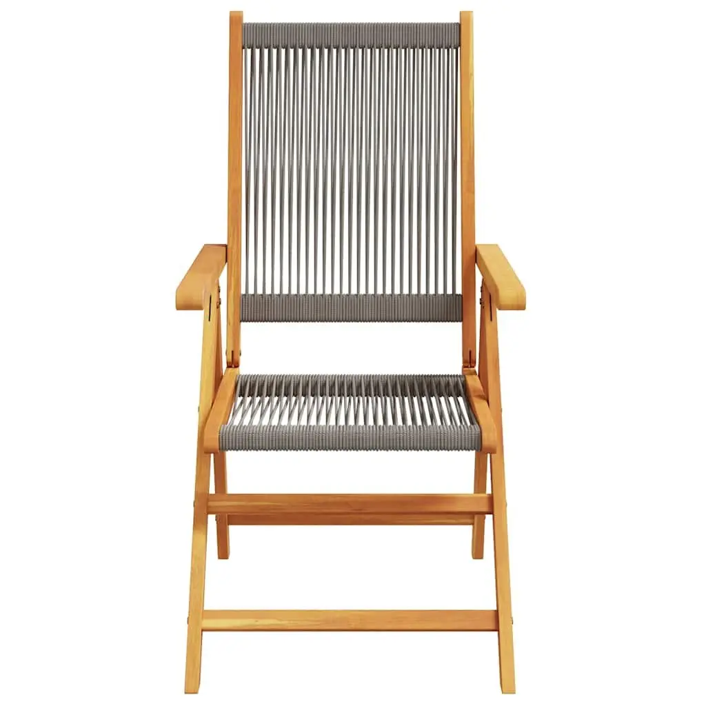 7 Piece Grey PE Rattan and Solid Wood Outdoor Dining Set