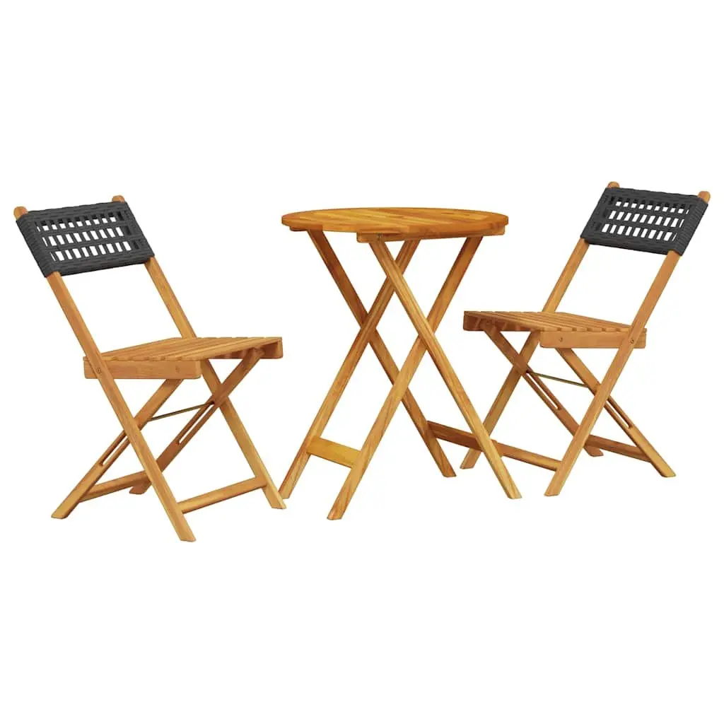 Foldable Black Bistro Set for Outdoor Spaces