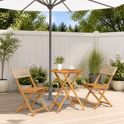 Durable 3 Piece Bistro Set Beige Outdoor Furniture
