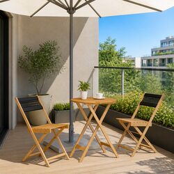 Durable 3 Piece Bistro Set for Outdoor Use in Black