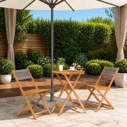 Durable 3-Piece Grey Bistro Set for Outdoor Spaces