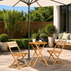 Beige 3-Piece Bistro Set for Outdoor Spaces