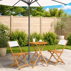 Durable 3 Piece Outdoor Bistro Set in White for Gardens