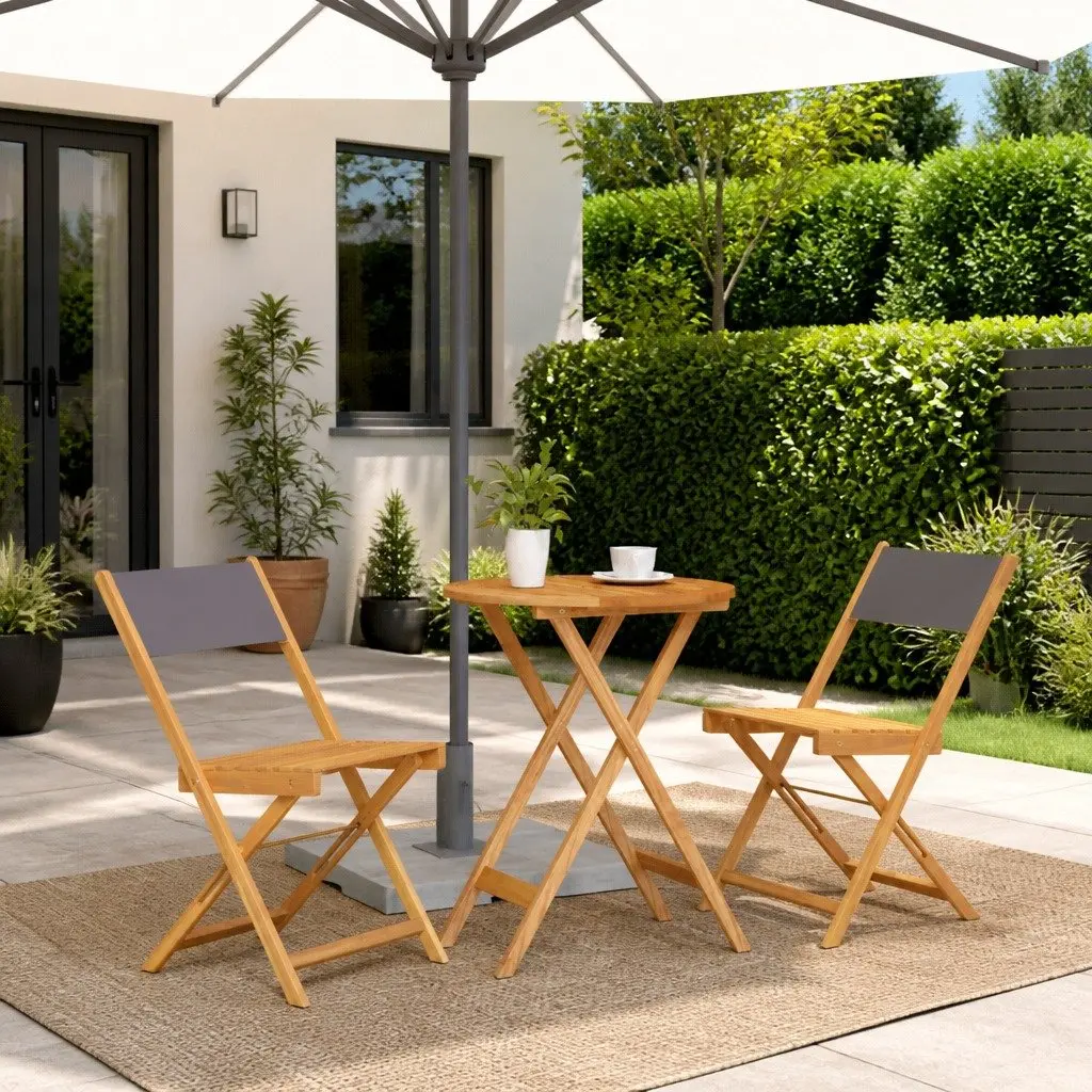3 Piece Anthracite Bistro Set for Outdoor Spaces