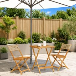 Beige 3-Piece Outdoor Bistro Set with Foldable Table