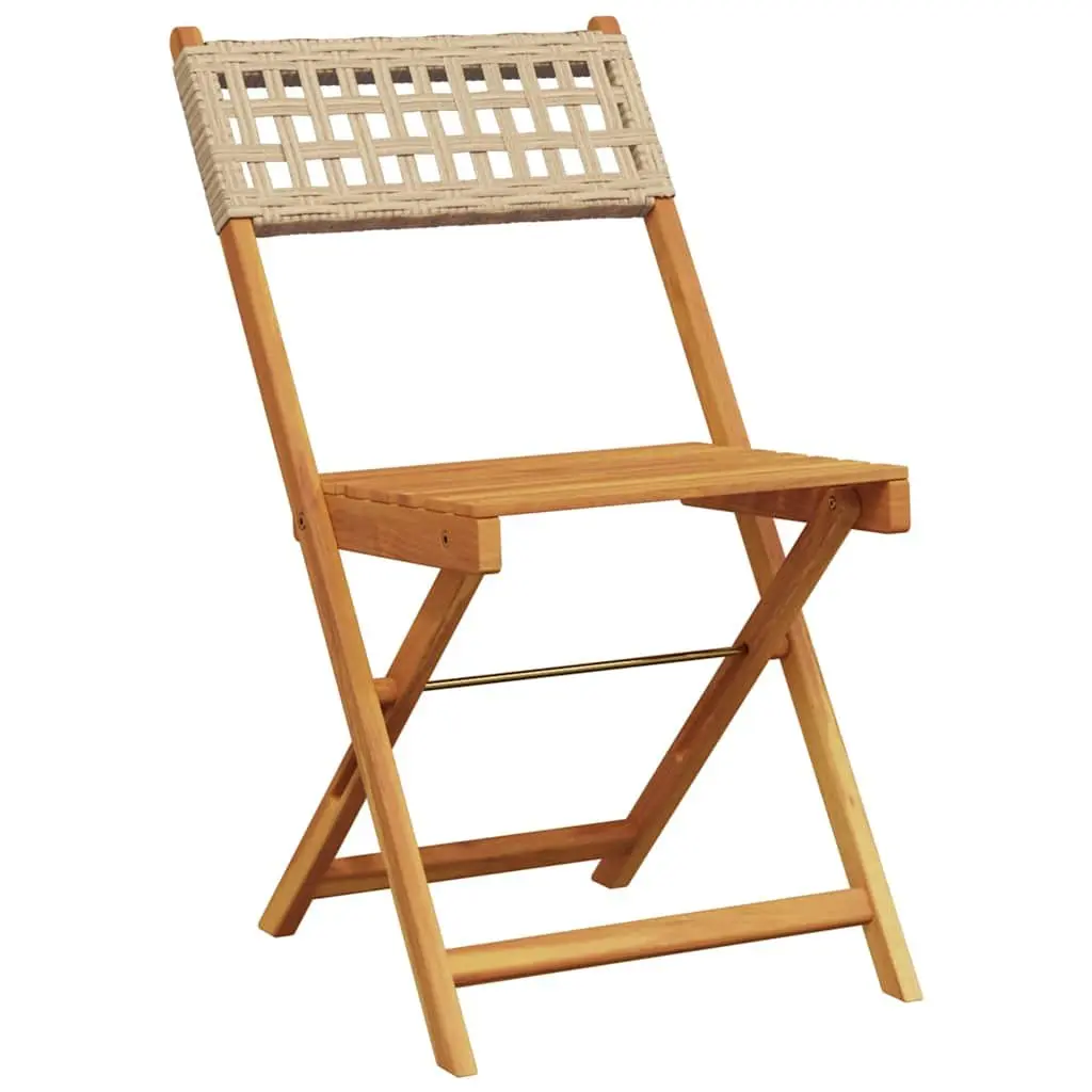 Beige 3-Piece Outdoor Bistro Set with Foldable Table
