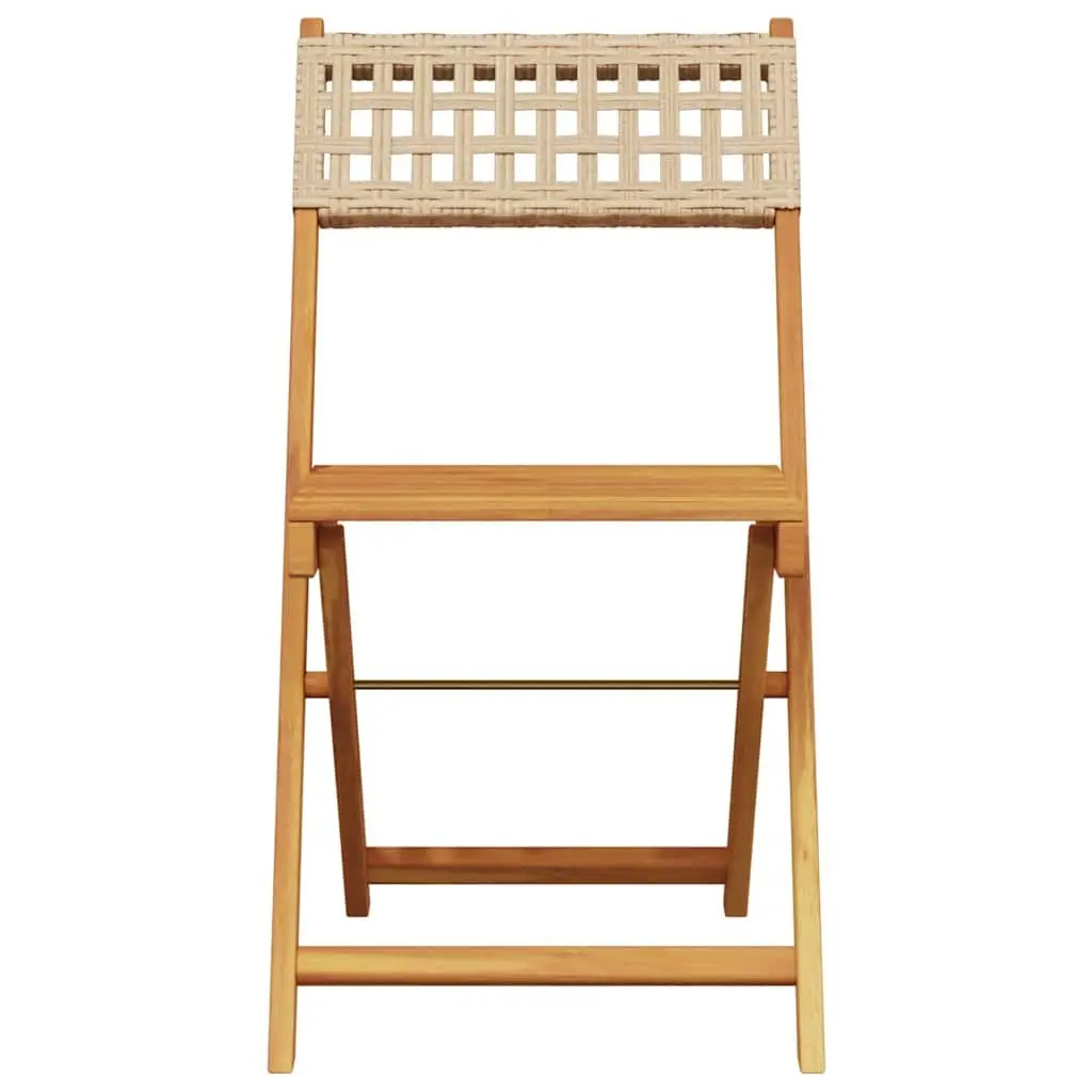 Beige 3-Piece Outdoor Bistro Set with Foldable Table