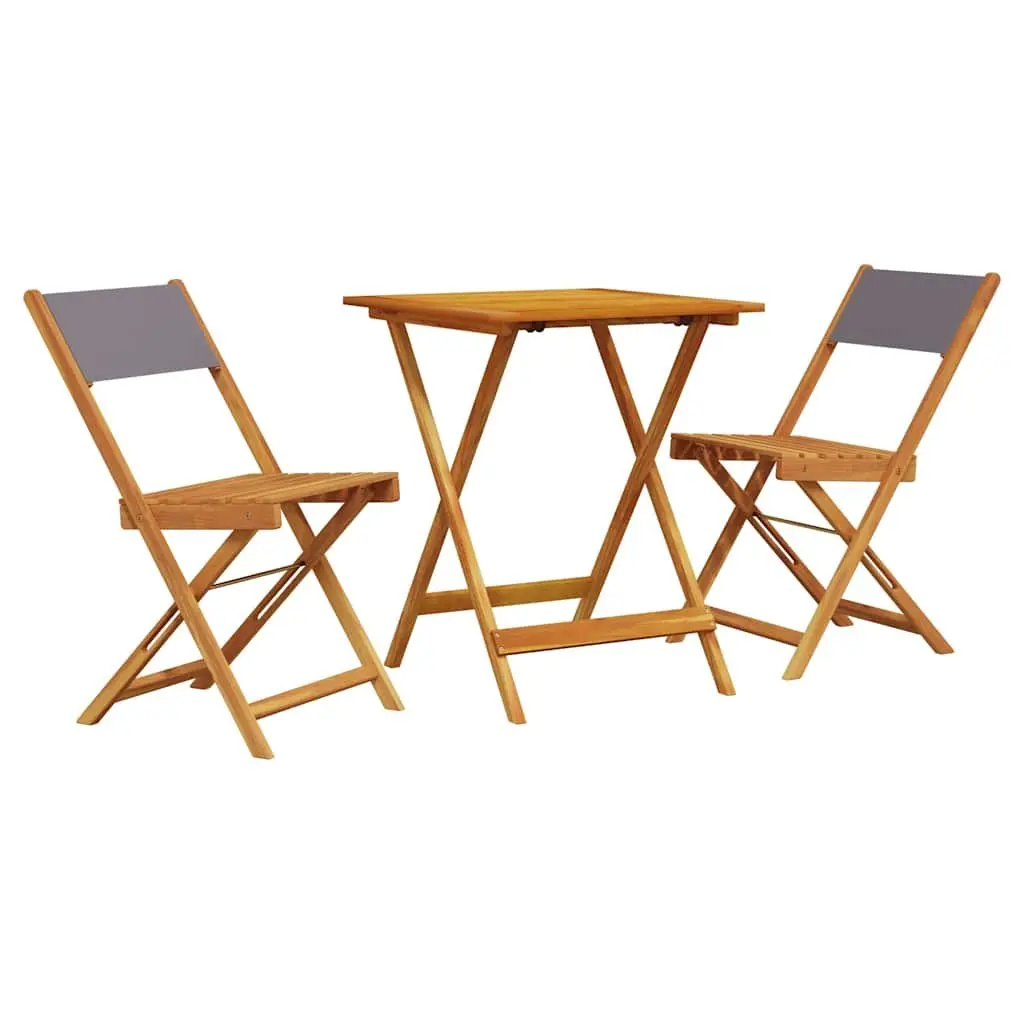 Solid Acacia Wood Bistro Set in Anthracite for Outdoor Use