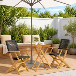 Sturdy 3 Piece Bistro Set for Outdoors with Black Finish