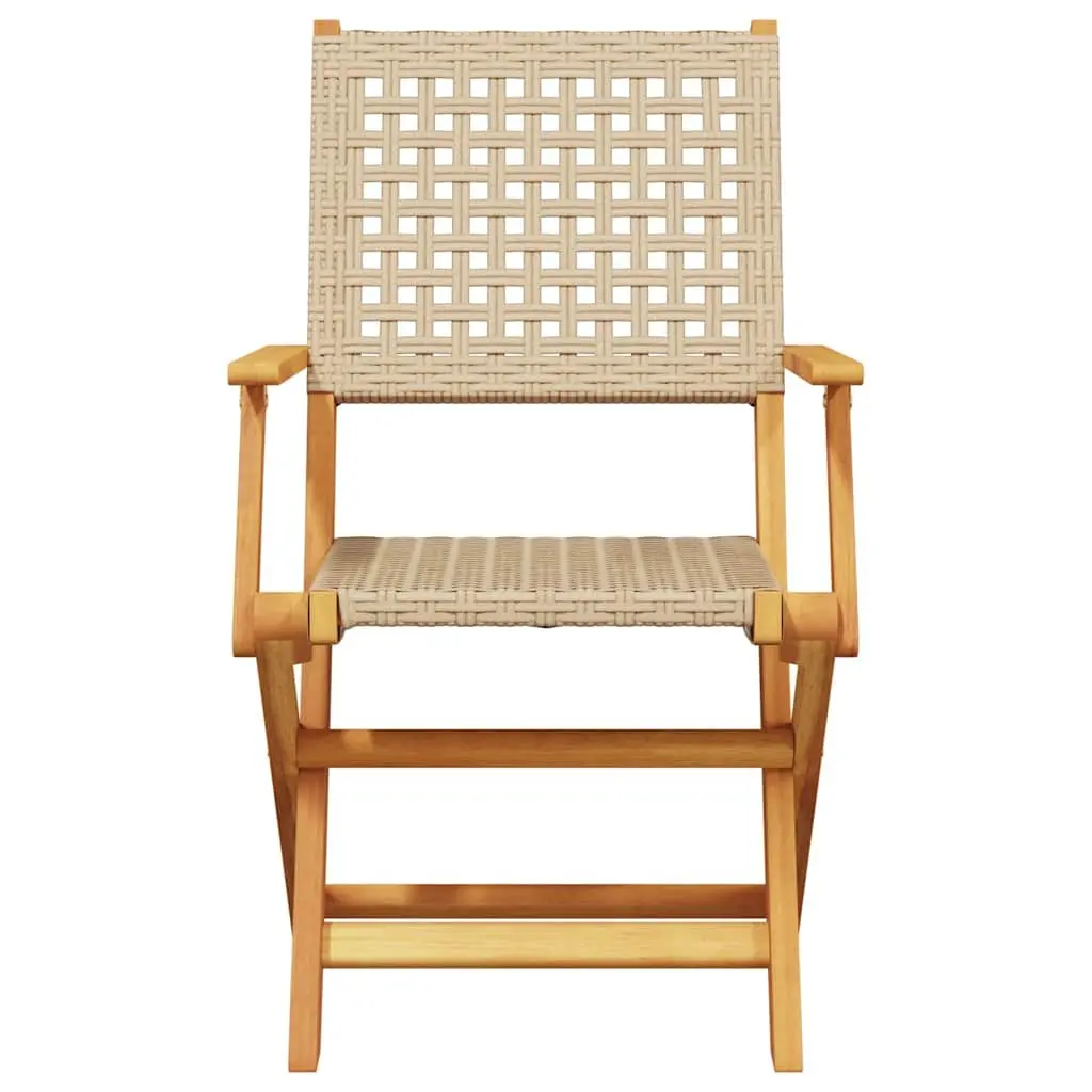 Outdoor Bistro Set 3 Piece Beige Garden Furniture Foldable Table Chairs