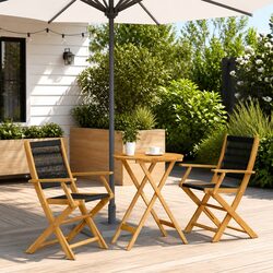 Sturdy 3 Piece Black Bistro Set for Outdoor Spaces