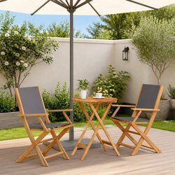 3 Piece Outdoor Bistro Set Anthracite Foldable Garden Furniture Solid Wood Patio