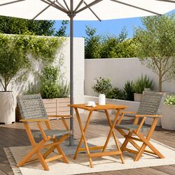 Durable 3 Piece Grey Bistro Set for Outdoors